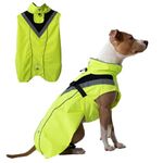 DOGOPAL Dog Raincoat - Waterproof, Lightweight Jacket for Small, Medium, and Large Dogs with High Visibility Reflective Straps and Harness Hole (Yellow, S)