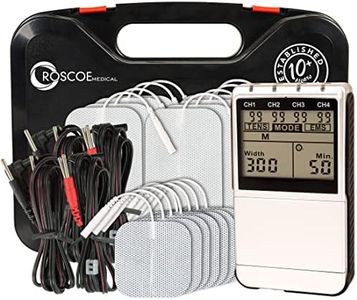 Roscoe Medical TENS Unit and EMS Muscle Stimulator - 4-Channel OTC TENS Machine for Back Pain Relief, Lower Back Pain Relief, Neck Pain, Includes Case, Pain Relief, Muscle Recovery