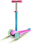 Fawn Toys 3-Wheel Junior Kick Scooter Flashing Wheels/Lean to Turn/Indoor/Outdoor 2-6 Yrs (Pink)