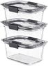 Rubbermaid Brilliance Glass Storage 4.7-Cup Food Containers with Lids Set of 3 Clear