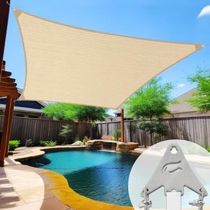 KANAGAWA 26'x26' Beige Steel Wire Shade Sail–98% UV Protection,280GSM HDPE Fabric,Stainless Tri Fasteners & Embedded Wires–Outdoor Sun Shade for Patios,Gardens,Pools,Decks & Commercial Use