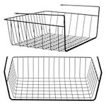 Tebery 2 Pack Black Under Cabinet Storage Shelf Wire Basket Organizer Fit Dual Hooks for Kitchen Pantry Desk Bookshelf