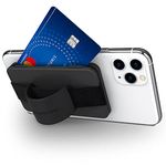 Sinjimoru Cell Phone Card Holder Wallet Case for Back of Phone, Secure Silicone Phone Stand. Card Zip 2 Black