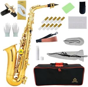 Yasisid Alto Saxophone HighQualityBrassSaxwith E-Flat Gold Lacquer Saxophon CaseMouthpiece AccessoriesIdealfor Beginnersto Advanced Musicians