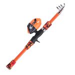 BNTTEAM Kids Mini Spinning Reel & Rod Combos With Portable Telescopic Fishing Rod Reel Set Fishing Combos for Kids Beginners Youth (ORANGE, 1.7M/67inch/5.5ft)