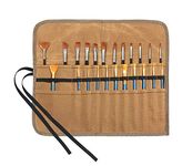 Waxed Canvas Roll-up Pencil Bag, 22 Pockets Heavy Duty Artist Paint Brushes Organize Pouch (Khaki)