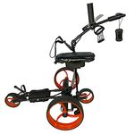 INSANITY GOLF New Model Electric Golf Trolley / Cart With Remote Control, Aluminum Frame, 24 Volt 12 Ah Lithium-Ion Battery, Slope Control And Active Steer Assist -Black cart & Orange wheels