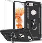 Folmeikat iPhone 8,iPhone 7,iPhone 6s/ 6 Phone Case, With Screen Protector 360 Degree Rotating Metal Ring Shock Absorption Reinforced Corner TPU for Apple iPhone 6/6s/7/8G 4.7" Black