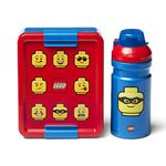 LEGO LUNCH SET - ICONIC design, Fun & Functional 390ml Bottle & Lunch Box for Kids & Adults, Dishwasher Safe, Perfect for Meals on the Go, Red & Blue