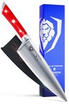 DALSTRONG Chef Knife - 8 inch - Gladiator Series - Forged High Carbon German Steel - Razor Sharp Kitchen Knife - Full Tang - Crimson Red ABS Handle - Sheath Included - NSF Certified