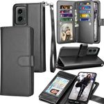 Tekcoo Wallet Case for Motorola Moto G 2024 5G | Moto G Play 2024 [5G Only], PU Leather ID Cash Credit Card Slots Holder Carrying Pouch Flip Cover [Detachable Magnetic Hard Cases] Lanyard - Black