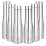 Speedex Silver Stainless Steel Water Bottle 1 Litre - 1000 ml | Steel Cap, Set of 6 | Ideal for Kids, Girls, Boys, School, Adults, Office, Gym