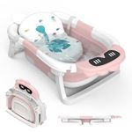 Baby Bath Foldable Tub Collapsible Bathtub Baby Bath Essentials for Newborn with Seat Support Cushion Stand Folding Baths for Toddler 0-12 Months Travel Portable Infant Tubs Soft Bathing Kids