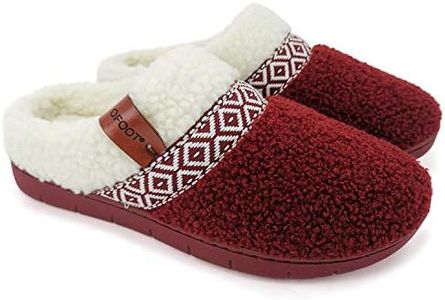 ofoot - Zapatillas de casa para mujer, cálidas, de piel sintética, rizadas y esponjosas, para interiores y exteriores, suelas de goma antideslizantes