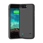 BAHOND Battery Case for iPhone 8 Plus/7 Plus/6S Plus/6 Plus, 6000mAh Rechargeable Extended Battery Charging/Charger Case, Adds 1.5X Extra Juice, Supports Wired Headphones (5.5 inch)