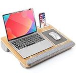 Lap Desk - Lap Laptop Desk Fits for 17 Inch Laptop, Lap Desk with Cushion & Wrist Rest, Laptop Lap Desk w/Mouse Pad & Cellphone Slot, for Couch & Bed, Home & Office