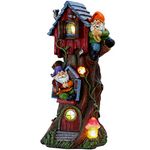 TERESA'S Collections 11" Tall Large Garden Statues Gnome Treehouse with Solar Outdoor Light, Garden Sculptures Statues Figurines Resin Lawn Ornaments Patio Yard Decor Gifts