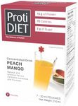 ProtiDIET Peach Mango Concentrated High Protein Drinks - Fat Free, Low Sugar Nutritional Drinks - Easy-to-Mix On-the-Go Concentrated Protein Juice - 7 Packets Per Box
