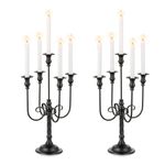 Candeldo Black Candelabra Halloween Decorations: Gothic Candle Holder 5 Arm Metal Candlestick Stand for Table Fireplace Victorian Decor Set of 2