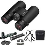 Nikon Monarch M5 8x42 Waterproof Binocular for Adults | Small & Compact Travel Binoculars for Bird Watching | Binocular Harness Strap, Lens Pen Cleaning System, & Flashlight Bundle Set