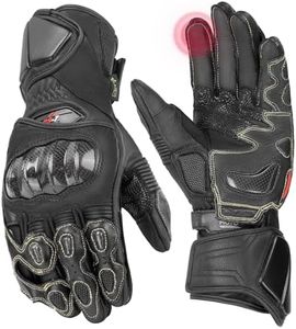 KEMIMOTO Leather Motorcycle Gloves for Men and Women, CE-Certified,Riding Racing Gloves with ESA Cushioning Kevlar Carbon Fiber Knuckle Protection for Dirt Bike Motorbike Outdoor Sports