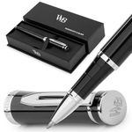 Wordsworth and Black Rollerball Pen - Luxury Pen - Chrome Finish, Black Lacquer, Ink Refill, Refillable Gift for Men & Women, Professional Writing, Nice and Fancy Pens and for Work