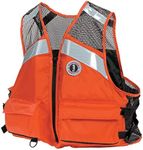 MUSTANG SURVIVAL - Industrial Mesh Vest with Solas Reflective Tape (Orange - 5XL) - USCG Approved, Large Front Pockets, mesh Shoulders, Side adjustments