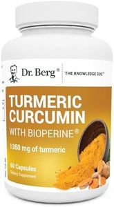 Dr. Berg's Turmeric Curcumin with Bioperine 95% Curcuminoids - Turmeric Curcumin Supplement for Brain, Heart & Joint Support - Anti Inflammatory Supplement - Turmeric and Black Pepper - 60 Capsules