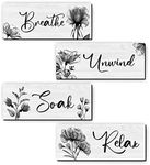 4 Pieces Bathroom Wall Art Rustic F