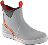 BASSDASH Men’s 6" Waterproof Deck Boots with Breathable Lining Anti-slip Neoprene Rubber Ankle Rain Boots for Fishing Boating, Light Grey, 14