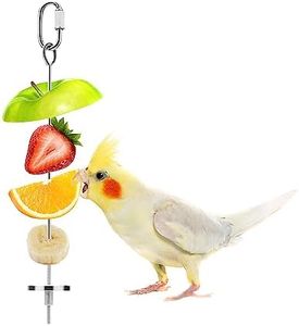 Bird Food Holder Stainless Steel Fruit Vegetable Stick Skewer for Parrots Cockatoo Cockatiel Cage Treating Tool (L: 7.86inch)