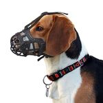 Ownpets Dog Muzzle, Adjustable Dog Basket Muzzle with Movable Cover to Prevent Biting, Chewing & Licking, Air Mesh Drinkable Dog Muzzle for Small, Medium, Large Aggressive Dogs, L size