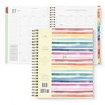 2025 Rainbow Annual Planner by Bright Day, Yearly Monthly Weekly Daily Spiral Bound Dated Agenda Flexible Cover Tabbed Notebook, 9.5" x 7.5"