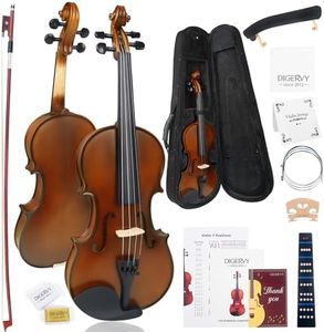 DIGERVY Solid Wood 4/4 Violin for Beginners – Spruce Top & Maple Back Acoustic Violin, Starter Kit with Rosewood Bow,Rosin,Shoulder Rest, Extra Strings and Bridge (Classic, Full)