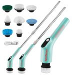 Spotzero By Milton 8-in-1 Electric Spin Scrubber, Water Proof Cordless Cleaning Brush with 8 Replacement Head, Power Scrubber, Dual Speed, Adjustable & Detachable Handle I for Bathroom, Kitchen, Car