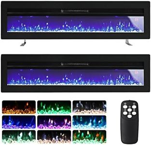 INMOZATA 152cm Electric Fire Recessed Wall Mounted Freestanding Electric Fireplace with Realistic LED Flame Effect, Adjustable Thermostat, Overheat Protection, 900W&1800W (152 cm/60 inch, Black)