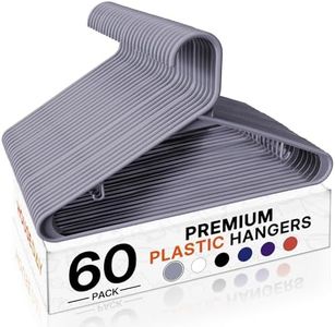 HOUSE DAY Grey Plastic Hangers 60 Pack, Slim Space-Saving Clothes Hangers