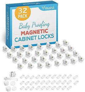 Vmaisi Adhesive Magnetic Locks for Cabinets & Drawers (32 Locks and 4 Keys)