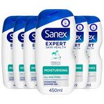 Sanex Body Wash, Expert Skin Health, Moisturising Shower Gel, Dermatologist Tested Hydrating for All Skin Types, Multipack, 6 Pack, 450ml Bottles