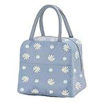 Elionless Insulated Lunch Bag, Portable Thermal Lunch Bags Cooler Bag Daisy Pattern Lunch Box Organizer Tote Bag for Women Adults Kids Girls Work School Picnic Camping Travel (Grey)