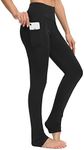 SEVEGO Women's Extra Long Yoga Leggings with Pockets Over The Heel Stacked Legging Barre Dance Athletic Pants, Black, X-Large
