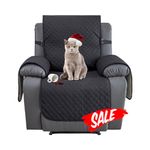 XINEAGE Water Resistant Recliner Cover, Nonslip recliner chair covers for reclining chair with Pockets, Quilted Thick Recliner Slipcovers for Pets and Kids (Recliner, Black)