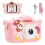 MANVI Instant Print Camera for Kids, 48 MP Print Camera for Boys & Girls, 1080P Video Recoding Camera with 3 Printing Rolls (Pink Unicorn)