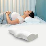 WELLGIVER ComfortCloud Orthopedic Memory Foam Pillows | Cervical Pillow for Neck and Shoulder Pain with Removable Zipper Cover White |Orthopedic Pillow | Pack of 1