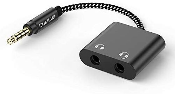 Cubilux 3.5mm to Dual Audio Jack Headphone Sharing Splitter Compatible with iPad MacBook Pro/Air Smartphone Laptop Tablet PC TV, 1/8" Double Aux Port Dongle, 2-Way Earphones Splitter