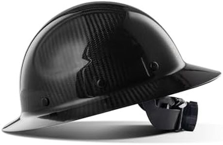 LANON Carbon Fiber Full Brim Hard Hat, OSHA Approved ANSI Z89.1 Hard Hats for Men, Construction Safety Helmet with Chin Strap, 6-Point Suspension, Classic Black Design, Class C