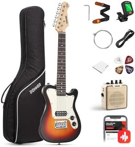 Donner 30 Inch Kids Electric Guitar Beginner Kit TL Style Mini Electric Guitar for Kids with Amp, 600D Bag, Tuner, Picks, Cable, Strap and Extra Strings, DTJ-100S, Sunburst