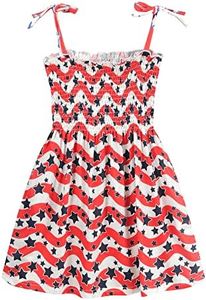 Girls 4th of July Dresses Toddler Kids Red White and Blue Dress Patriotic USA American Flag Fourth of July Outfit 2-7 Years, Flag Dress#2, 7 Years