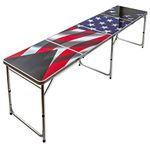 8' Folding Beer Pong Table with Bottle Opener, Ball Rack and 6 Pong Balls - American Flag Design - By Red Cup Pong