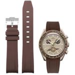 Danxancy Curved End Rubber Watch Strap Compatible with Omega Swatch Moonswatch Speedmaster Planet Series for Men Women